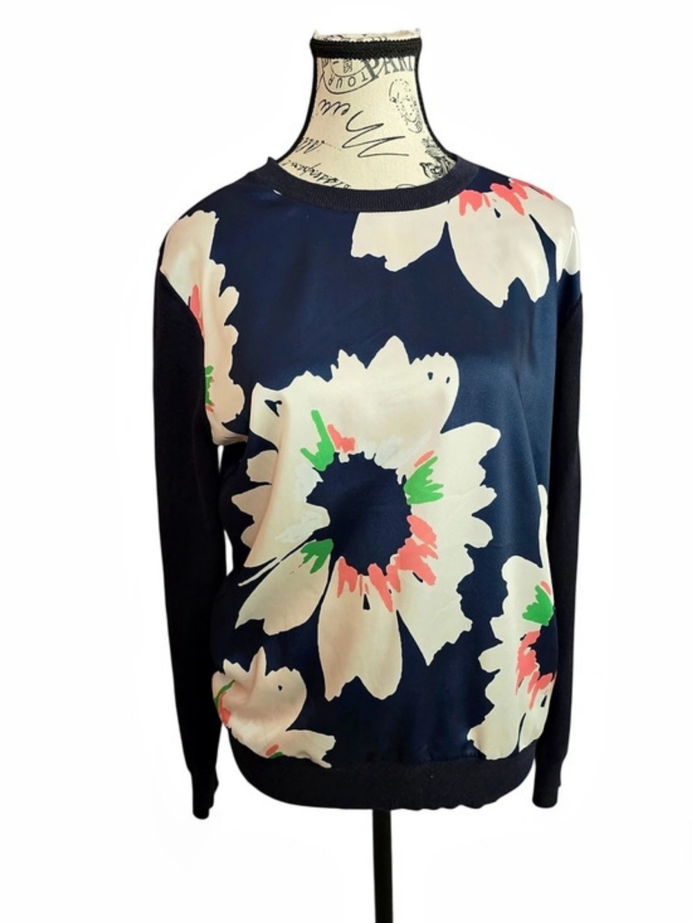 Ted Baker London Navy-Blue Floral Crew Neck Sweater S